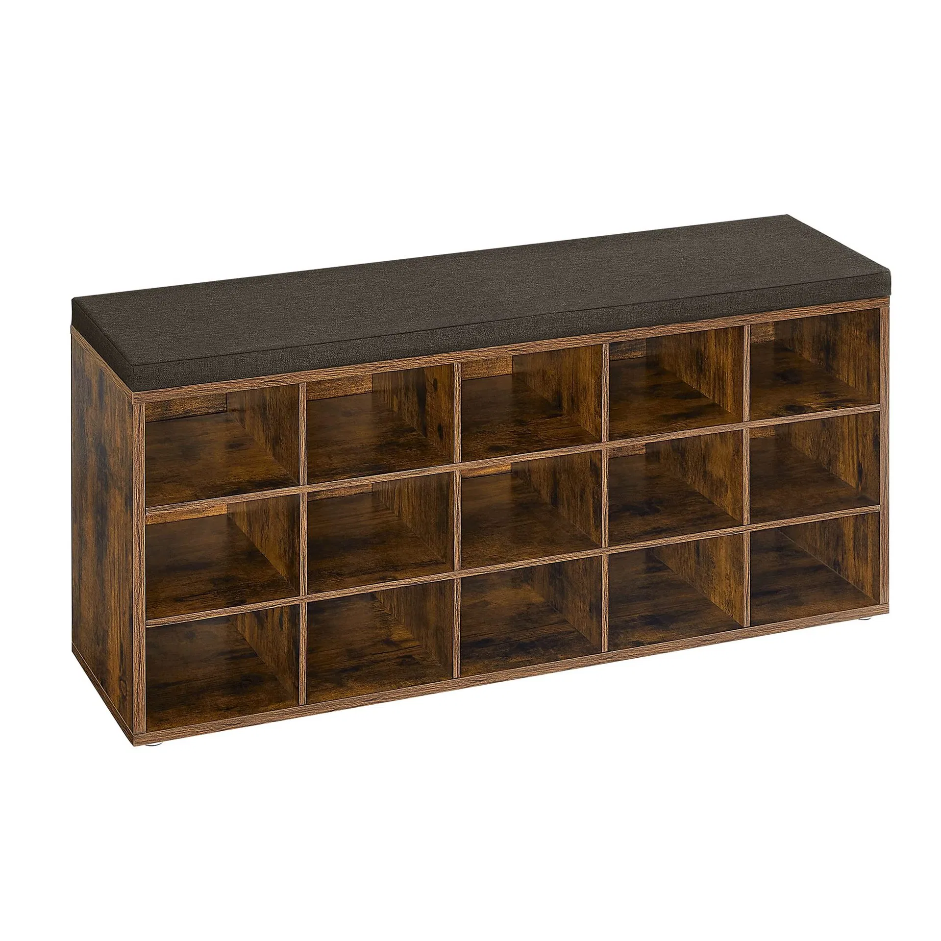 Wooden Shoe Storage Bench with Cushion Entryway Seat Shoe Rack for Living Room