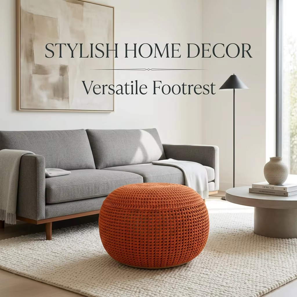 Knitted Stackable Foldable Pouf Ottoman Adjustable Soft Multifunctional Portable Stool for Bedroom Apartment Entry & Outdoor Use