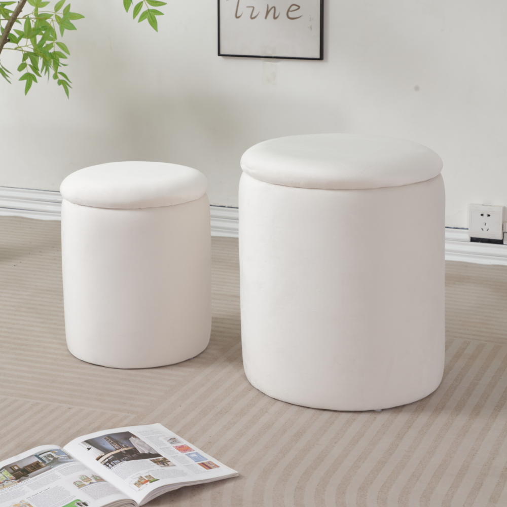 Premium Velvet Upholstered Soft Ottoman Storage Stool Hidden Storage Eco-Friendly for Hotel Apartment Living Room Bedroom