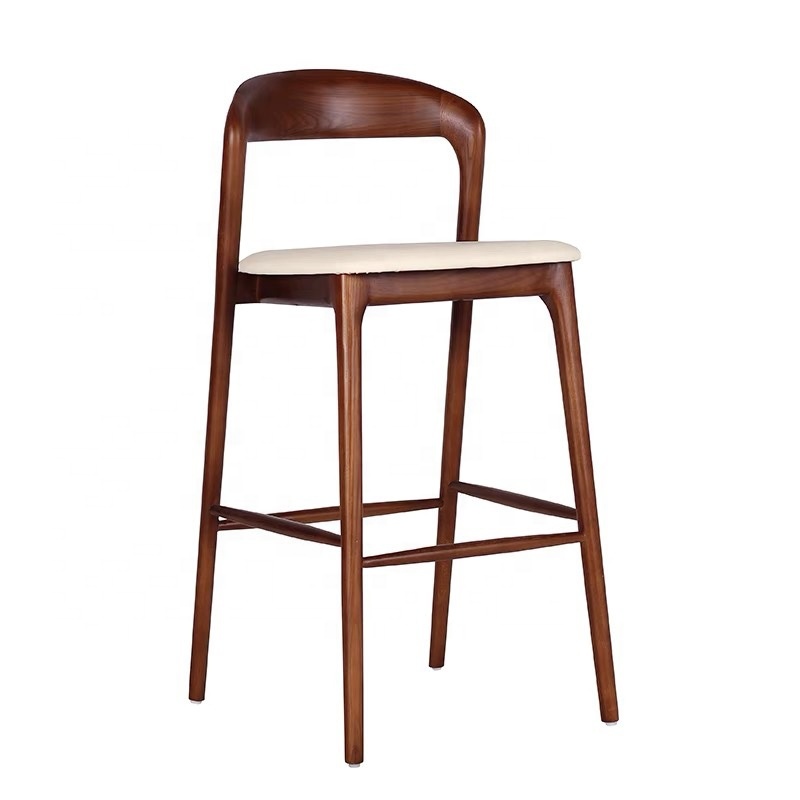 Hot Sale Modern Italian Solid Wood Dining Bar Stool High Chair Bistro Bar Chair