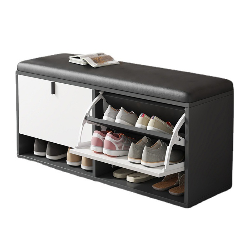 Home Living Room Entryway Furniture Pull out Rotating Shoe Storage Organizer Rack Cabinet Wooden Shoe Bench