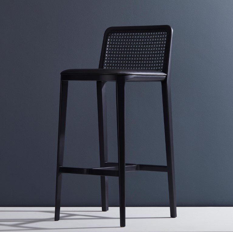Nordic Modern Solid Wood Rattan-Backed Ergonomic Waterproof Bar Stool Dining &amp; Living Room Furniture