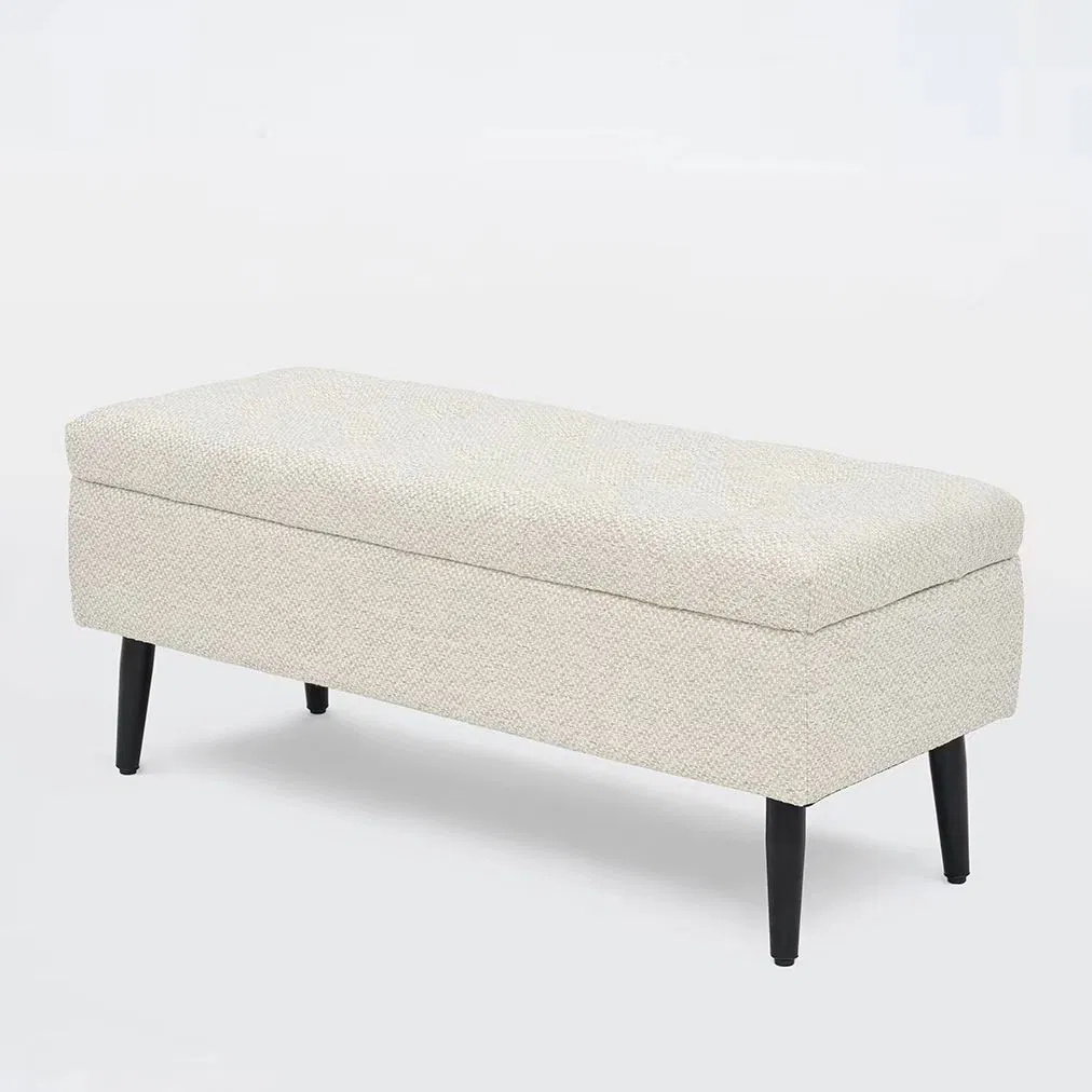 Nordic White Upholstered Storage Bench Entryway Bench and Living Room Footrest Footstool