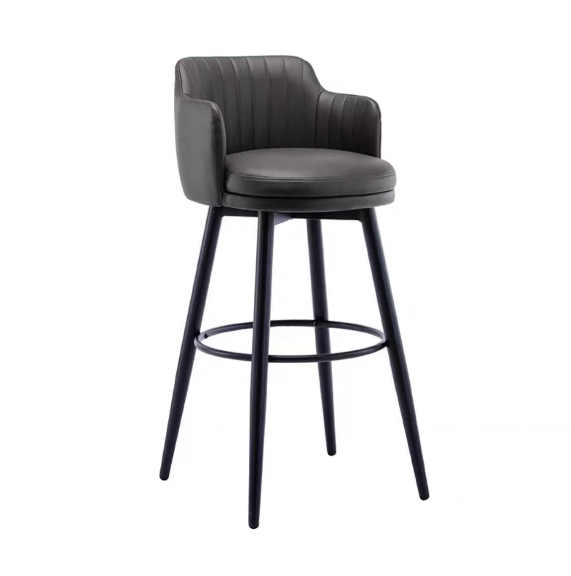 Bar Stool Leather Counter Chair with Metal Leg for Kitchen, Coffee Shop, Home Modern Dining Chairs Commercial Furniture