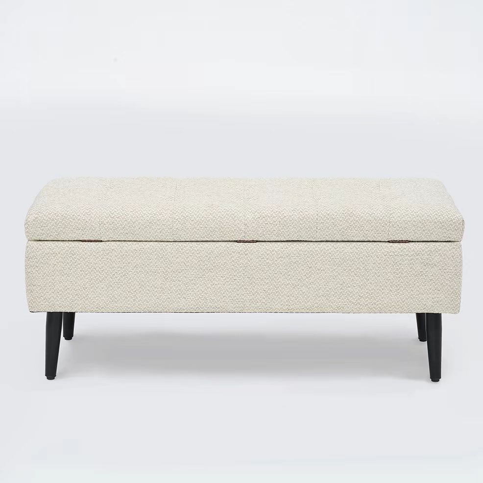 Nordic White Upholstered Storage Bench Entryway Bench and Living Room Footrest Footstool