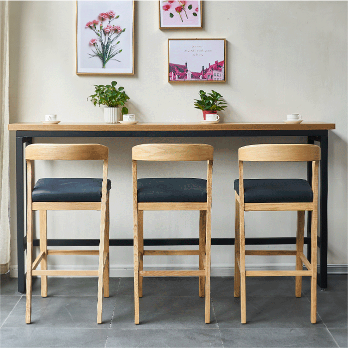 Hot Selling Nordic Solid Wood Commercial Bar Chairs With High St Backrests For Hotels And Restaurants