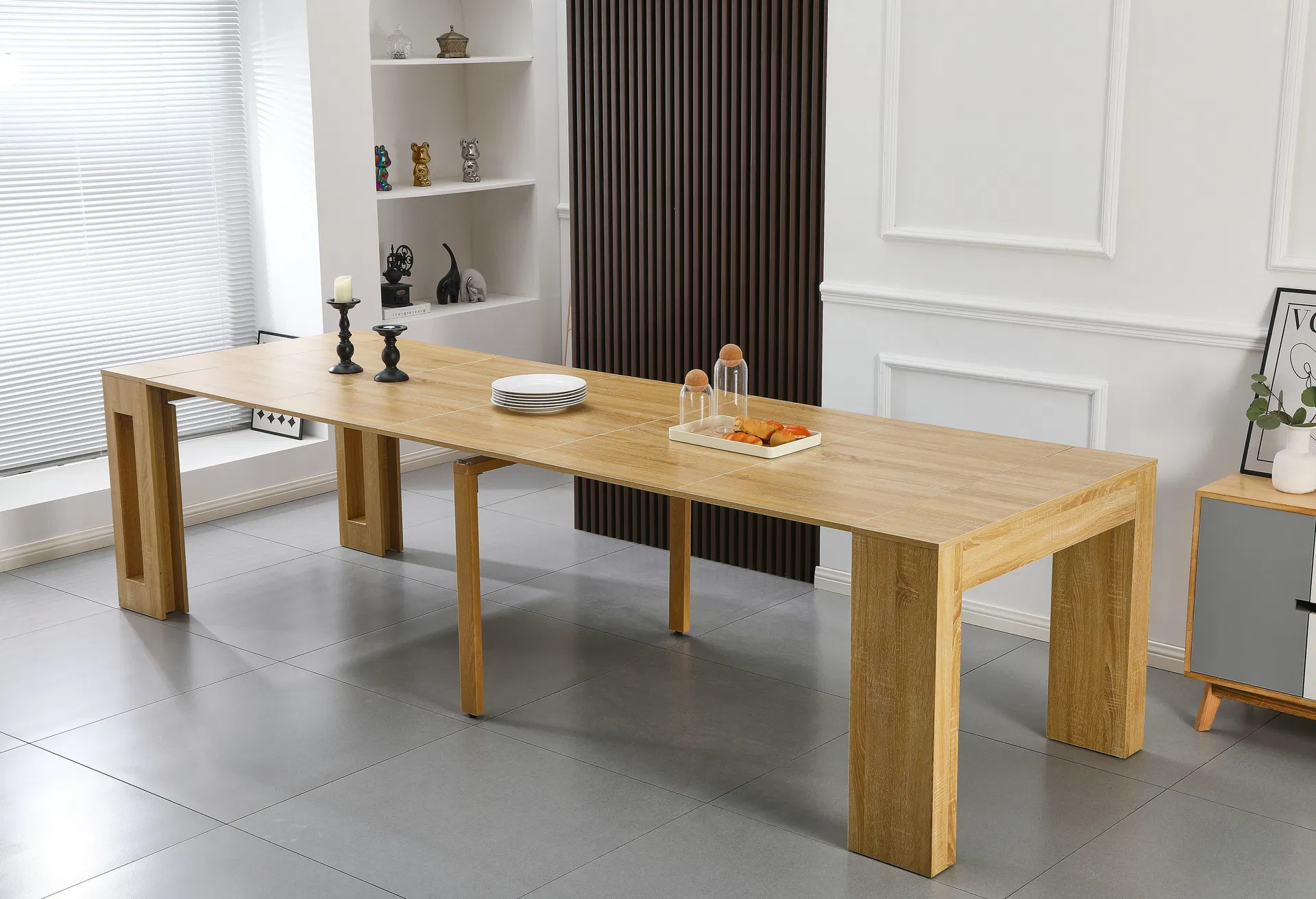 Modern Simple Design Wooden Table and Chair Set Nordic 10-12 Seat Restaurant Luxury Dining Table Office Conference Console Table