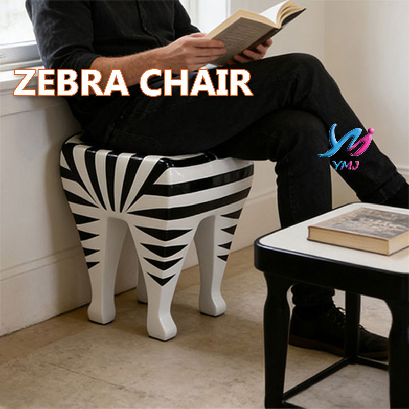 Zebra Inspired Sculptural Design Stool