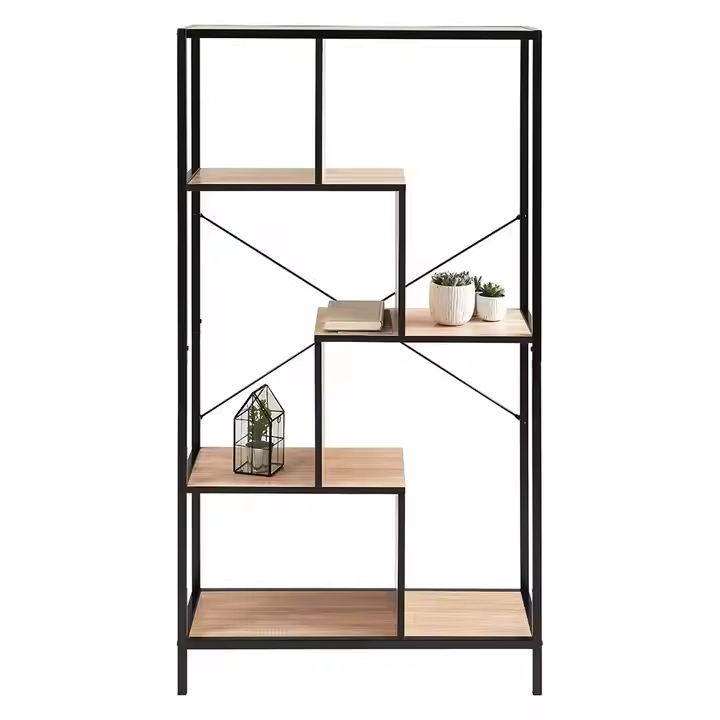 Bookshelf Book Shelves with Metal Frames Wood Shelves Organizer Display Rack