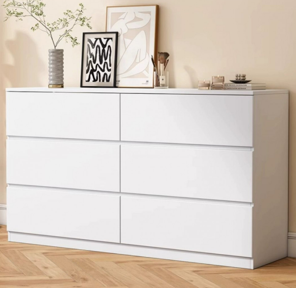 Simple Modern Utility Cabinet Dresser for Household StorageWide Chest of Drawers Nightstand with Wood Top Storage Tower Storage