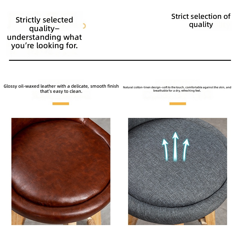 Nordic Casual Solid Wood High Bar Stool Modern Minimalism Commercial & Household Use Bar Furniture