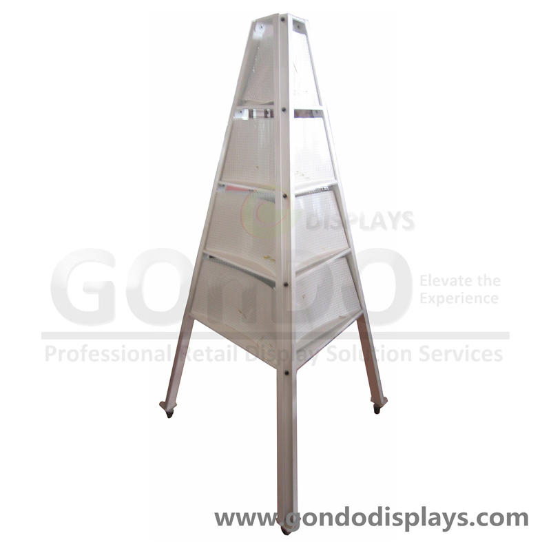 Retail Display Design 4-Sided Wooden Book Shelf with Metal Wire Shelves