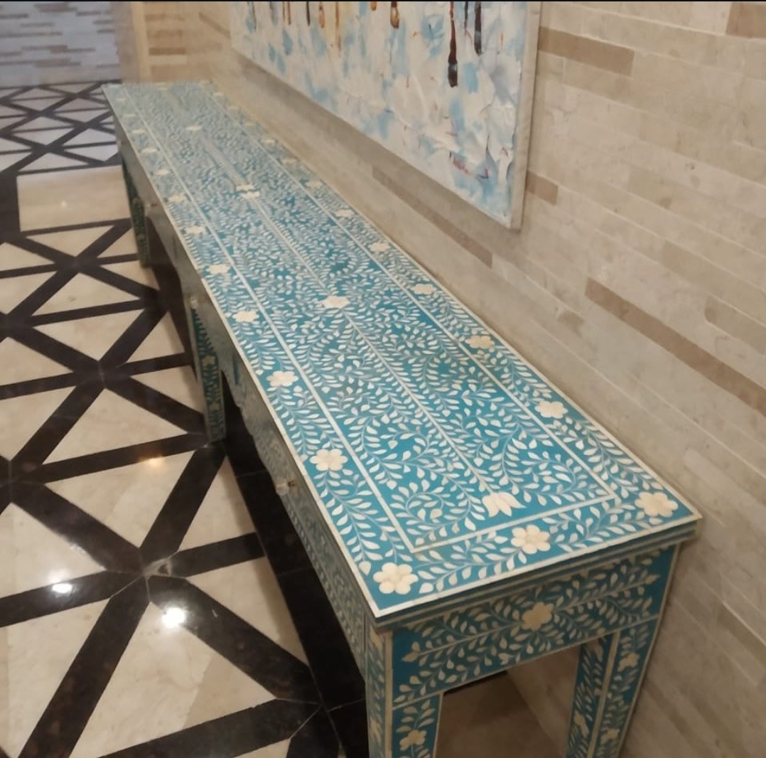 Extra-Large Adjustable Ottoman Pouf with Bone Inlay Front Drawer Storage Modern Design for Home, Office, School