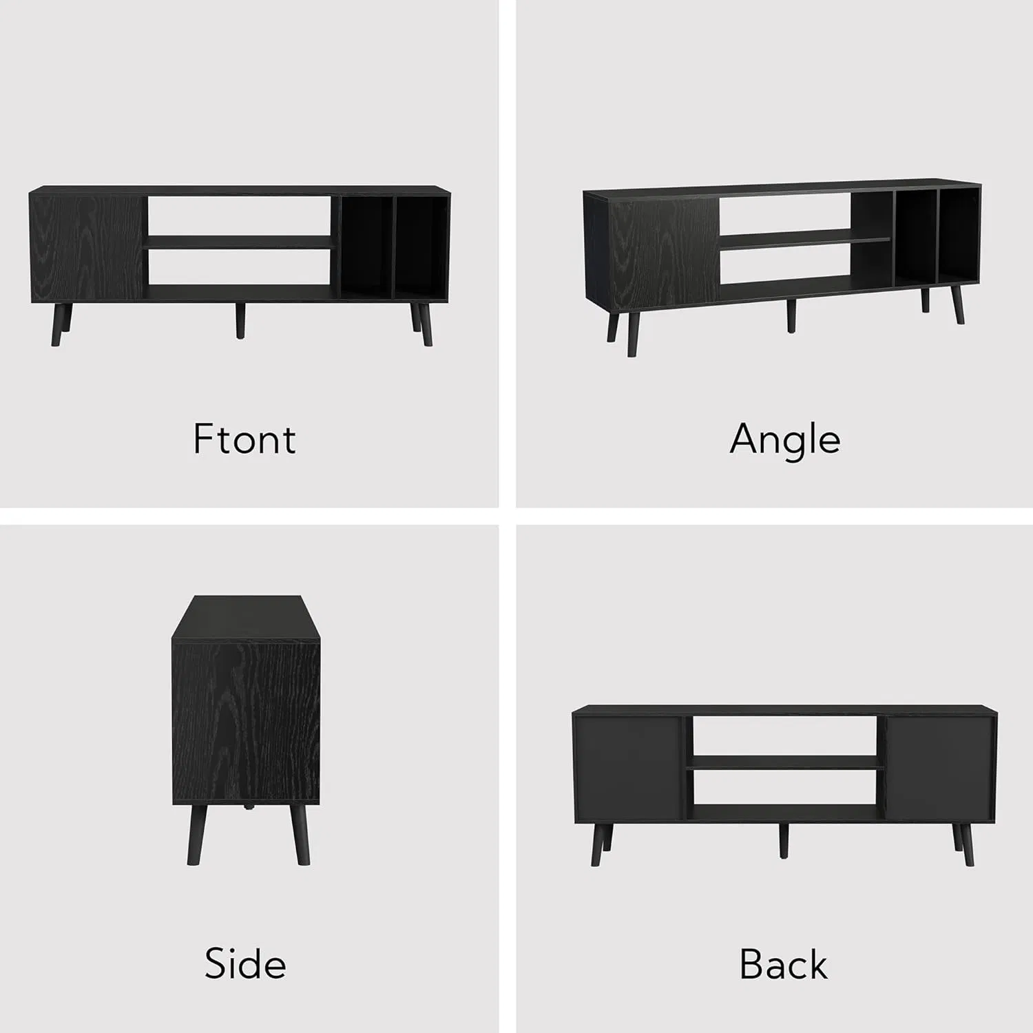Mcm Style Durable MDF Wood Two Doors Media Console Close Up