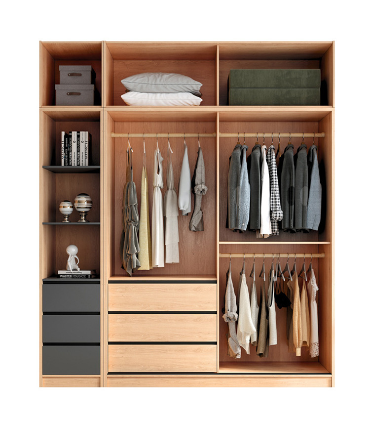 Tempered Glass Furniture Bedroom Clothes Sliding Door Latest Design Custom Closet Wooden Wardrobe With Side Cabinet