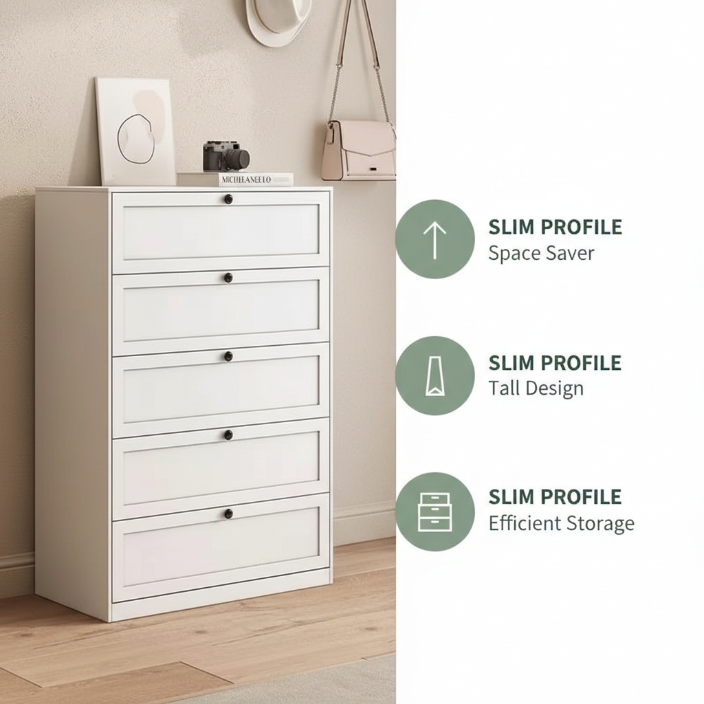 5-Drawer Modern Steel Storage Dresser | High-Capacity Multi-Use Cabinet with Silent Slides for Bedroom Living Room &amp; Hospital