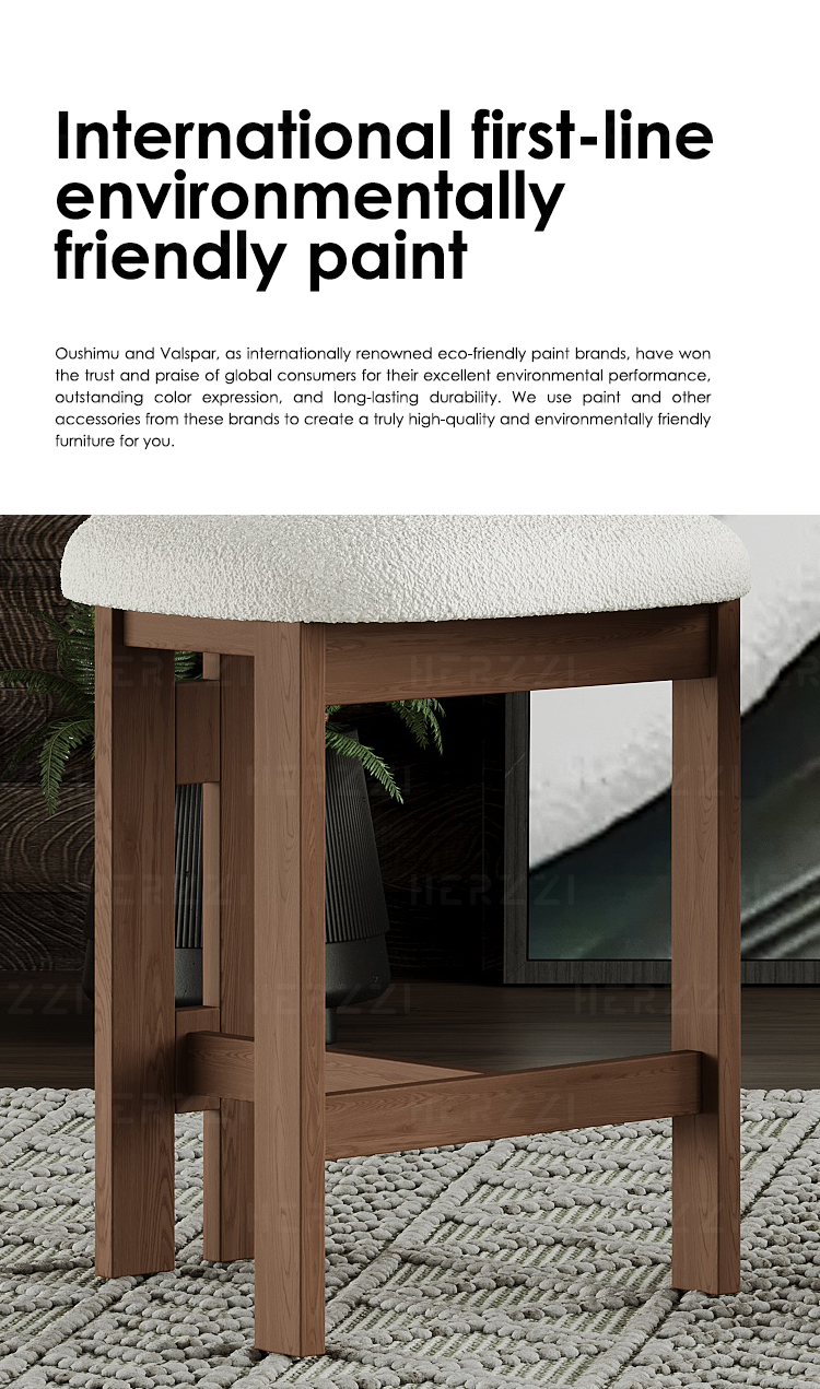 Nordic Luxury Solid Wood Bar Stools with Backrest Fixed Height Upholstered Counter Stools for Kitchen Bar
