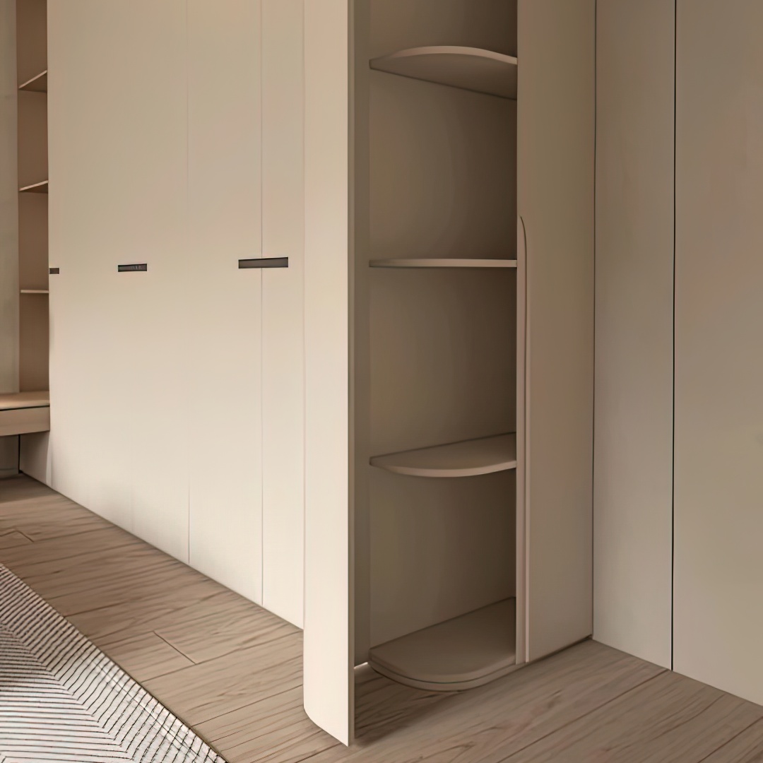 Modern Custom Open-style Bedroom Wardrobe Featuring A Curved Design Easy To Install And Offering High-capacity Home Storage