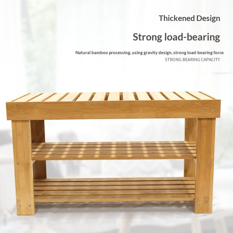 Bamboo Wooden Clothing Shop Stool Large Thick Household Item Bench Hotel Bench Household Product Home's Products Bamboo Product Entryway Living Room Bench