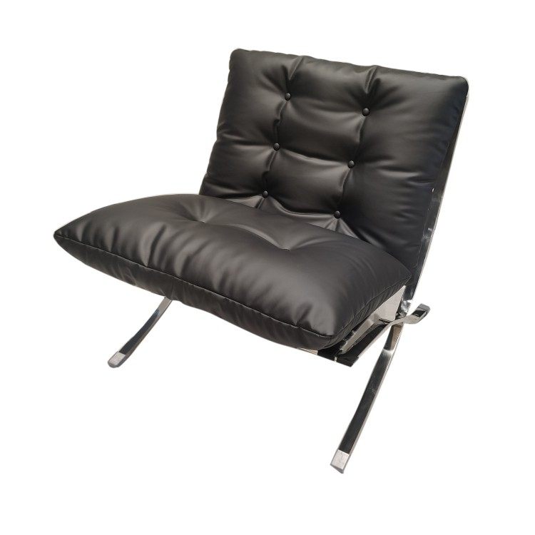 Oum Internet Celebrity Leisure Chair Midcentury Nordic Wabi-Sabi Style Modern Genuine Leather Comfortable Lazy Single Sofa Metal