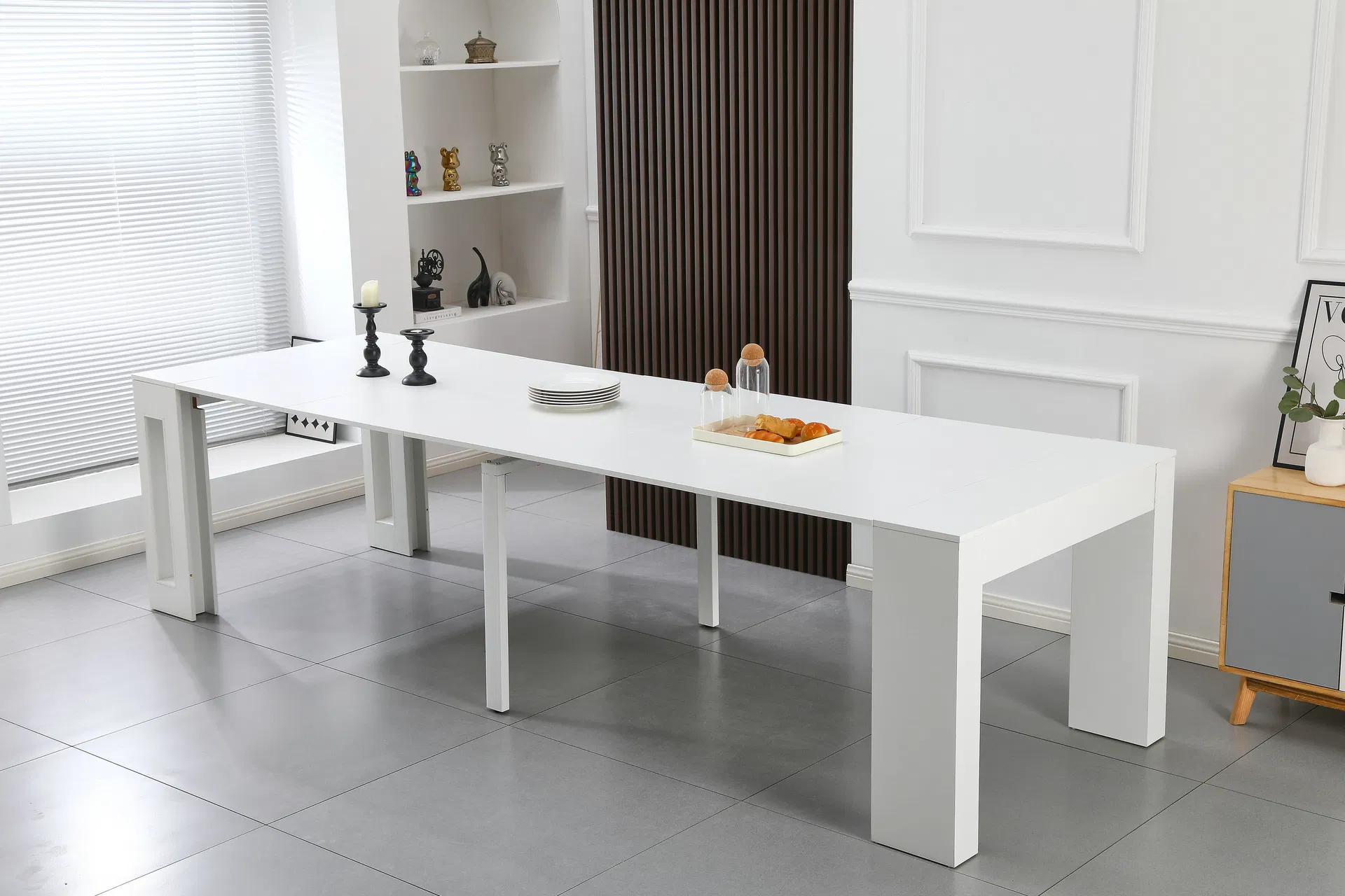Modern Simple Design Wooden Table and Chair Set Nordic 10-12 Seat Restaurant Luxury Dining Table Office Conference Console Table