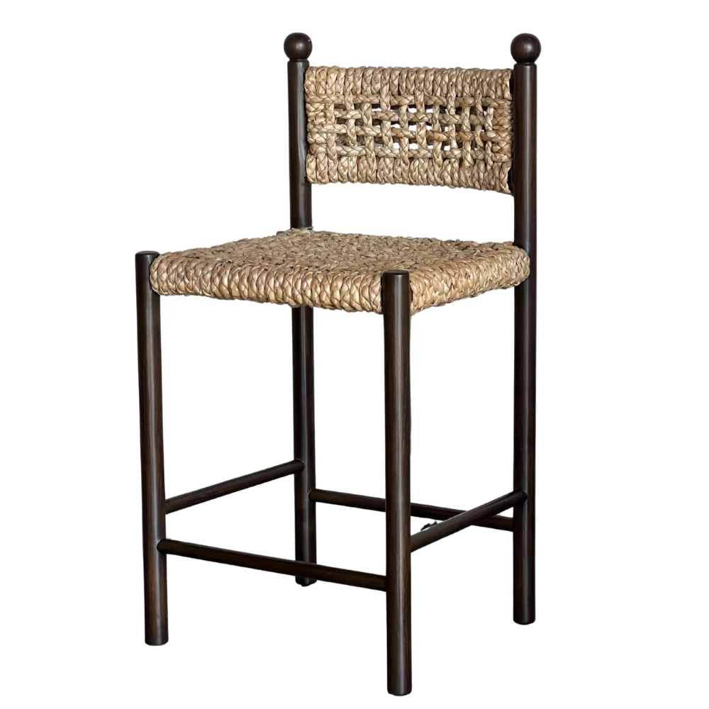 Modern Natural Woven Backrest Armchair Hand-woven Seaweed bar stool High Legged Chair Suitable For Hotels And Restaurants
