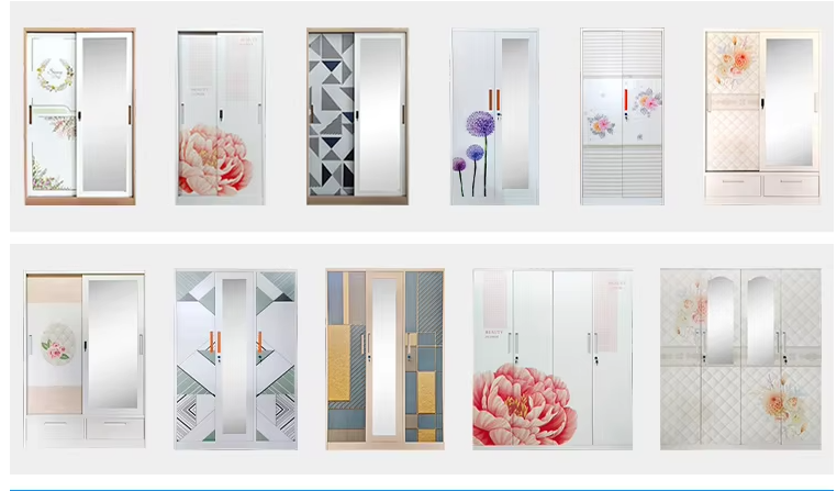Lemari Pakaian Besi 2 Pintu Manufacturer Supply Bedroom Wardrobe with Sliding Door