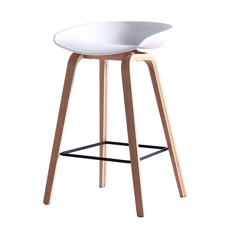 Modern Simple Nordic Solid Wood Casual Designer Commercial Bar Chair High Stool