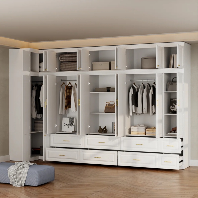 Customised Full-length Mirror For Modern Bedroom Wardrobes 3-in-1 Storage And Dressing Unit Custom Furniture Supplier