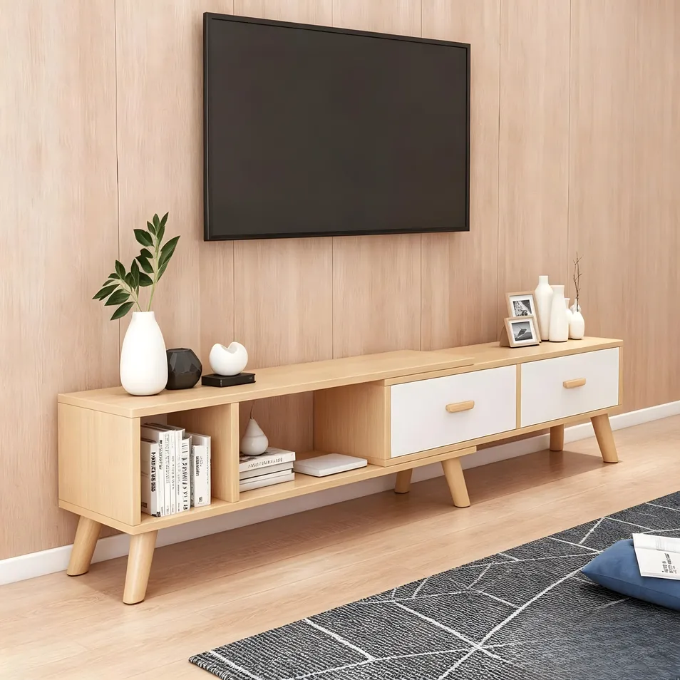 Minimalist TV Stand Cabinet Wooden Media Console for Living Room Home Furniture Storage