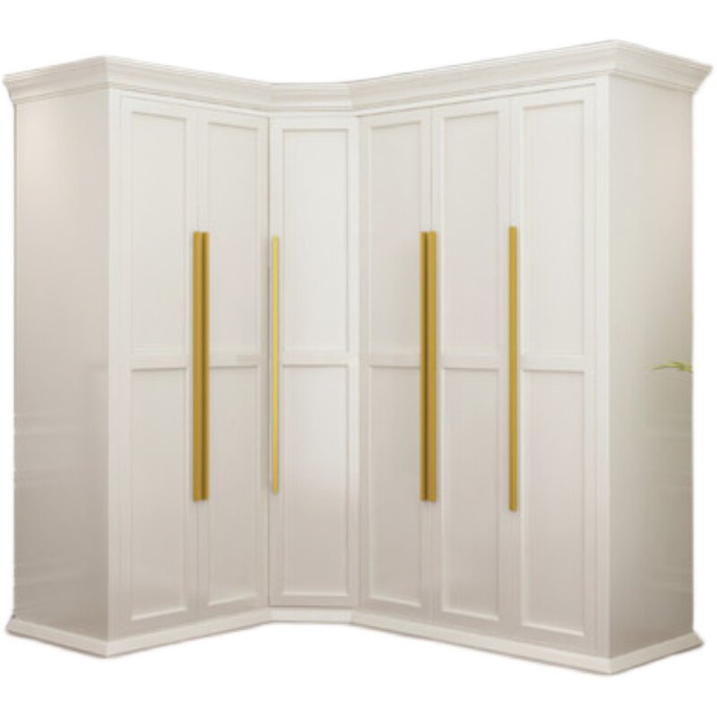 American Style Solid Wood Wardrobe Bedroom Household Simple Modern Swing Door Storage Cabinet Light Luxury White Customization