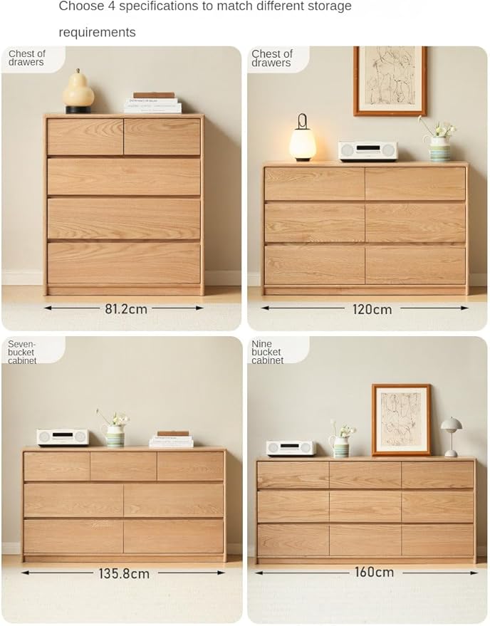 Engineered Wood 9 Drawer Chest, Modern Oak Finish Storage Dresser for Bedroom