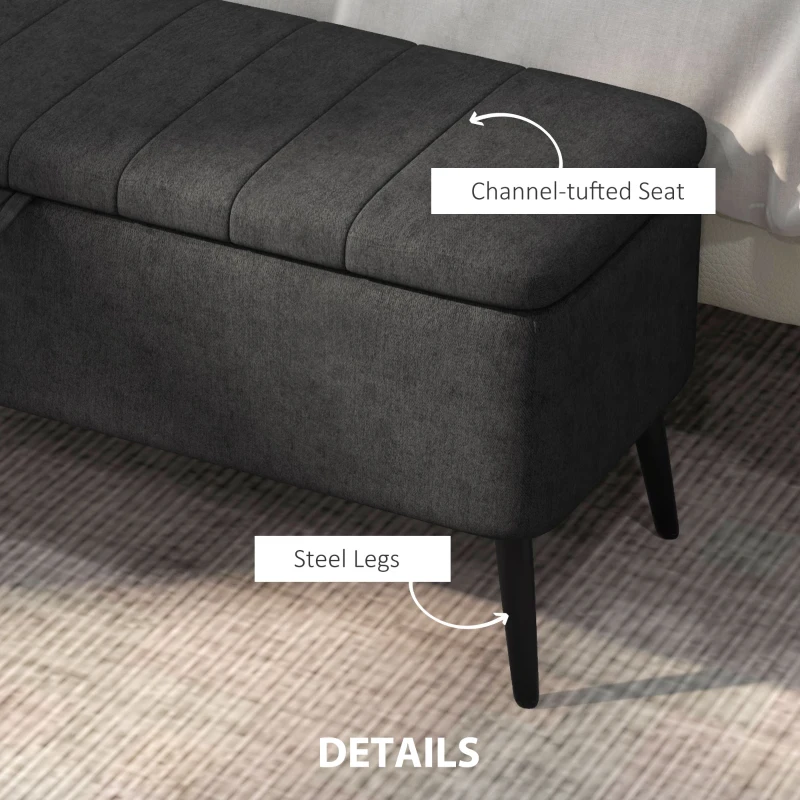CARLFORD Hydraulic Lift Long Bench Shoe Stool Multi-Functional Soft Flannelette Ottoman for Home Porch Bedroom Hotel Storage