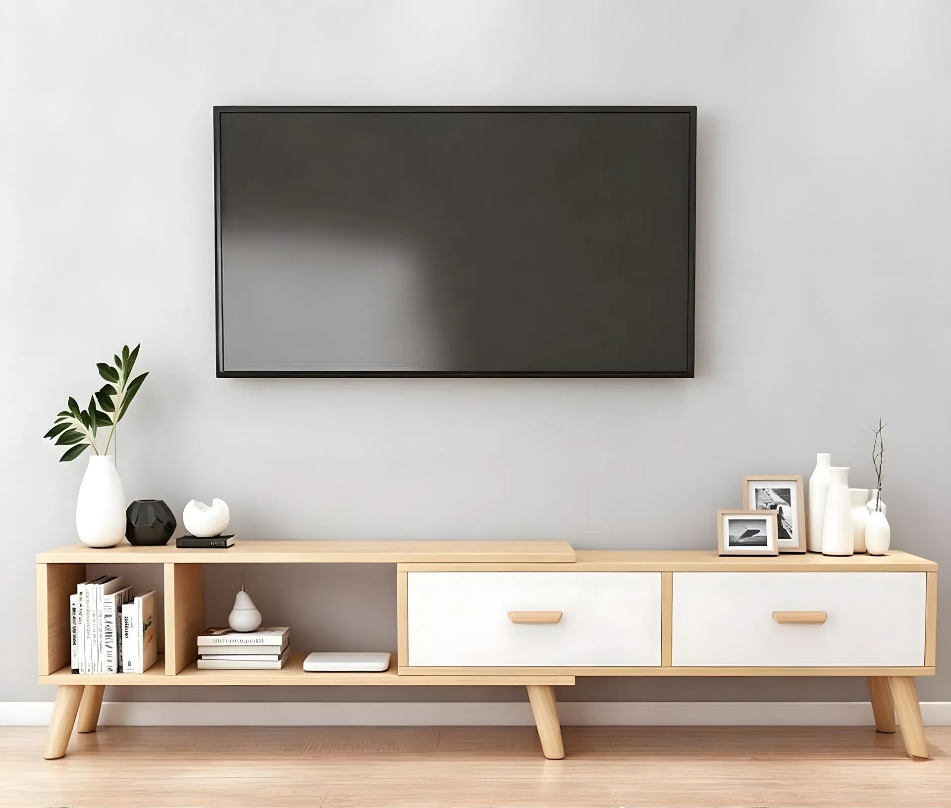 Minimalist TV Stand Cabinet Wooden Media Console for Living Room Home Furniture Storage