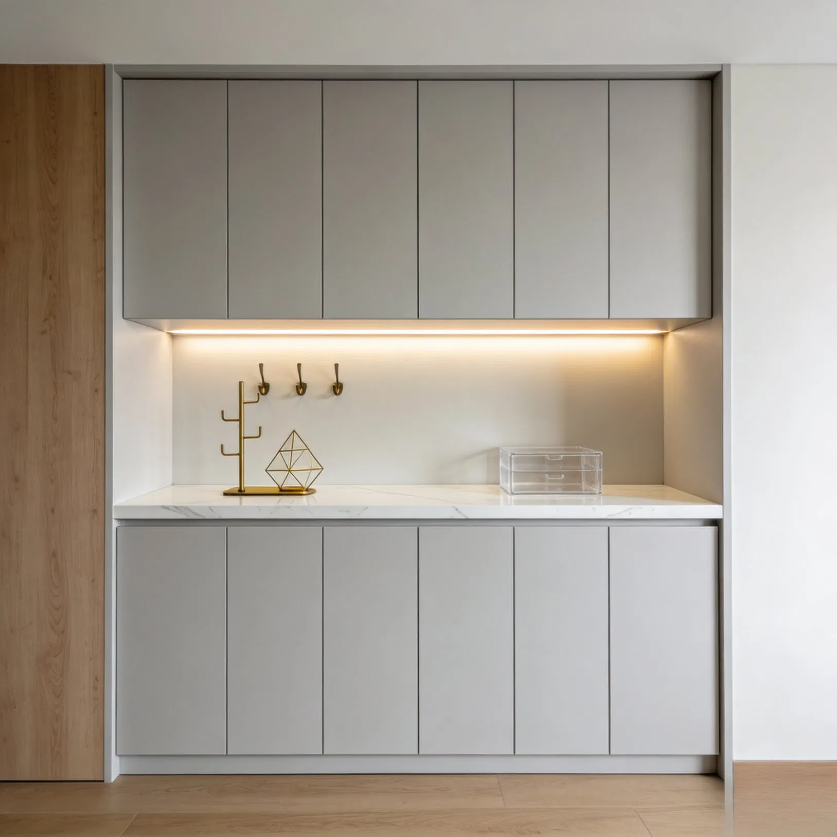 Modern Entryway Shoe Bench with Coat Rack and Storage Cabinet