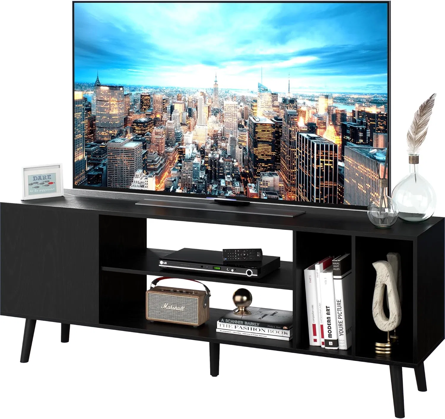 Mcm Style Durable MDF Wood Two Doors Media Console Details