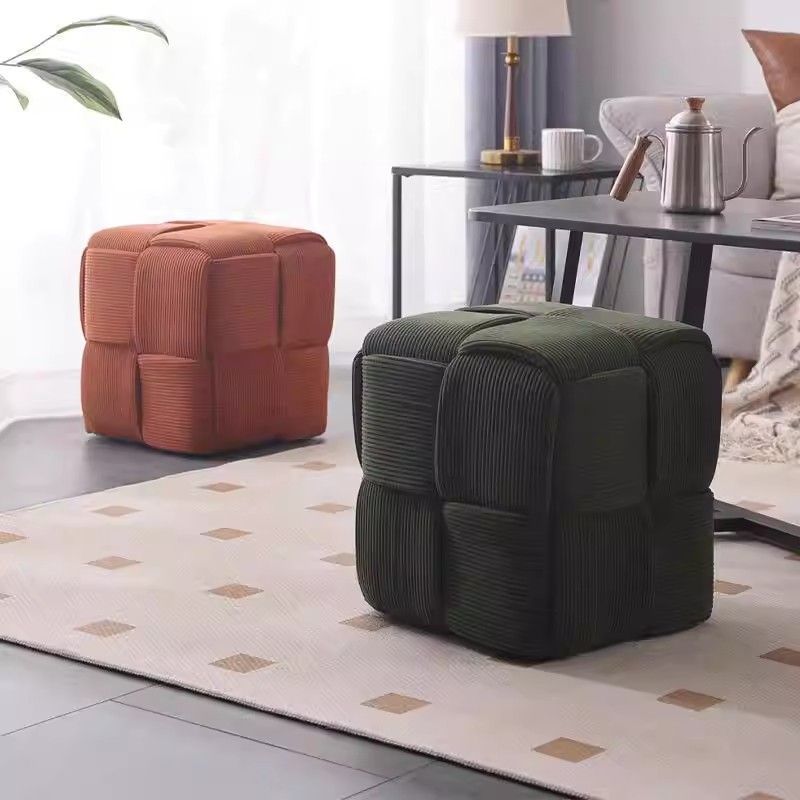 Modern light luxury multi-color velvet storage stool fabric ottoman for living room, hallway, and bedroom, factory wholesale