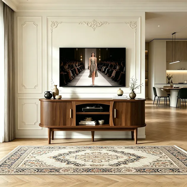 Modern Spacious Media Console for Stylish Living Room Storage