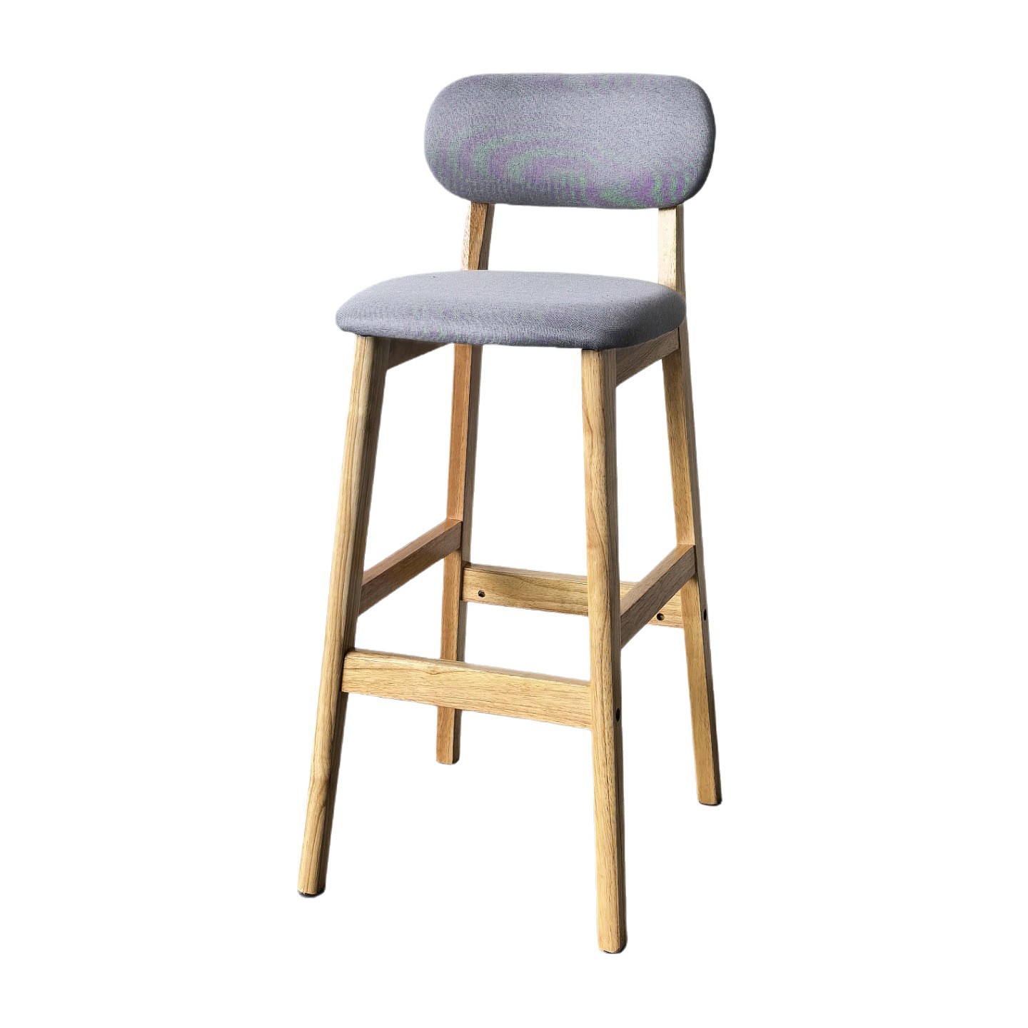 Modern Minimalist Solid Wood Bar Stools With Padded Backrest, Durable For Commercial Restaurant Use