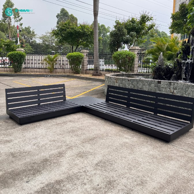 Contemporary Outdoor Furniture Aluminum Frame Sectional Sofa Set with All Weather Cushion Patio Garden Seating for Hotel Resort