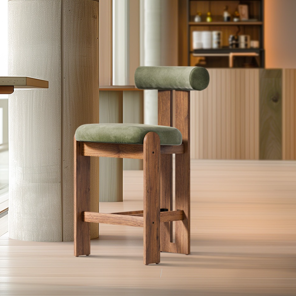High Quality Modern Medieval Arc-shaped Round Column Back Oak Bar Chair Stool Bar Chair