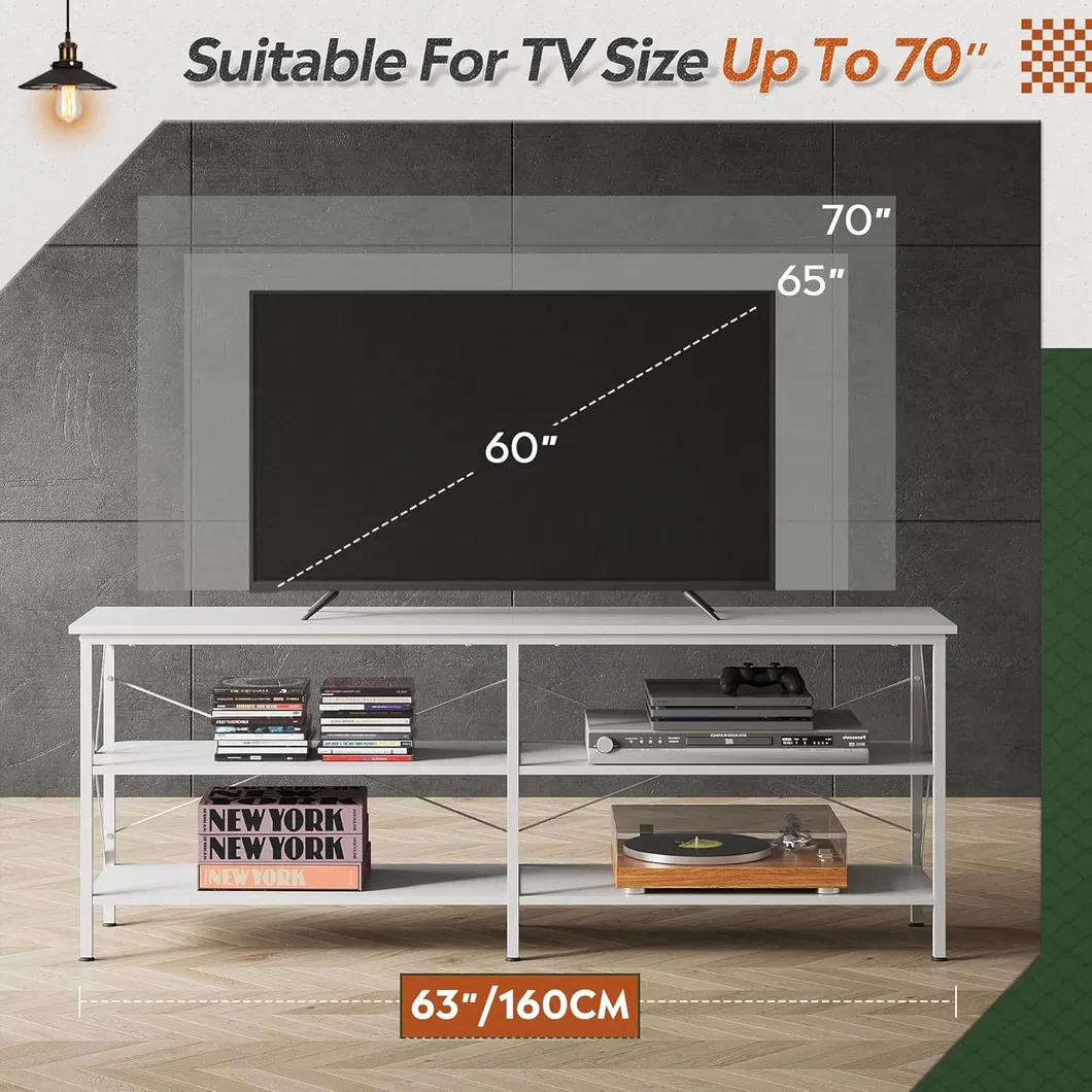Home Entertainment Center TV Media Console with 3-Tier Storage Shelves