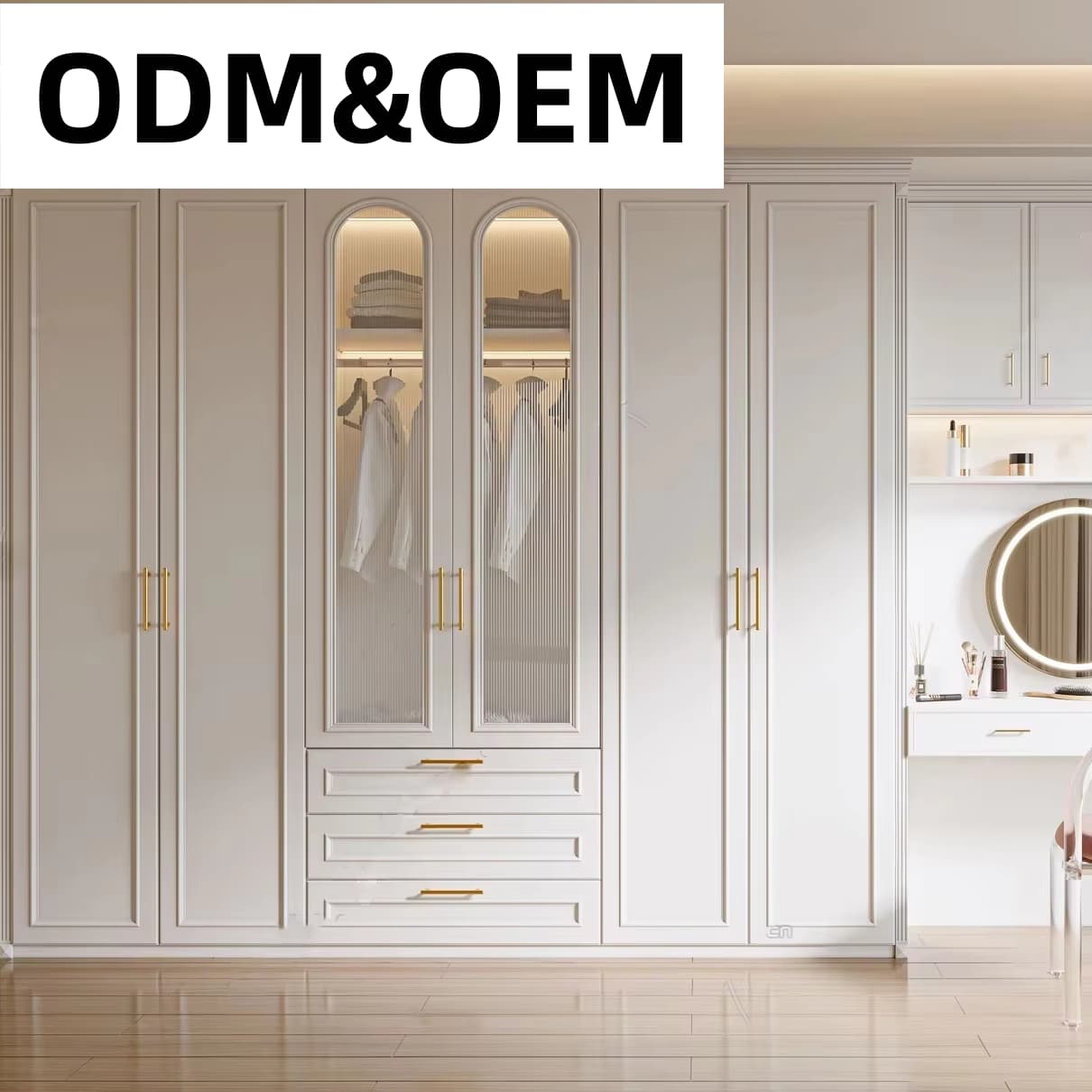 Luxury Modern Minimalist Freestanding Wooden Wardrobe Foldable Extendable with Durable MDF Door for Home Bedroom Furniture