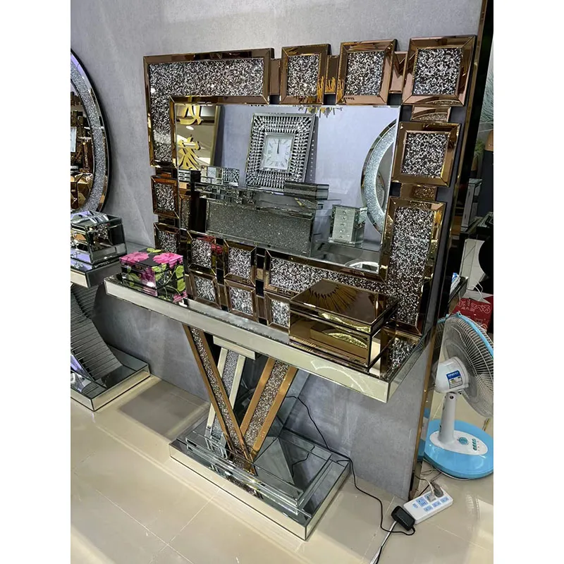Glass Console Table with Mirror Option 1