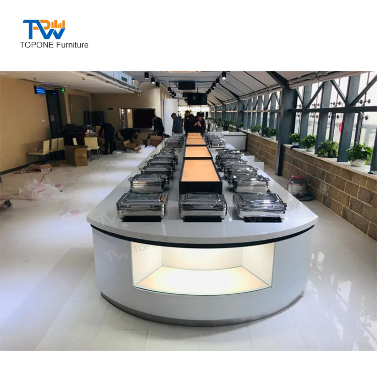 Customized Portable Hotel Restaurant Self Service Console LED Hot and Cold Buffet Equipment Counter Bar Table Design