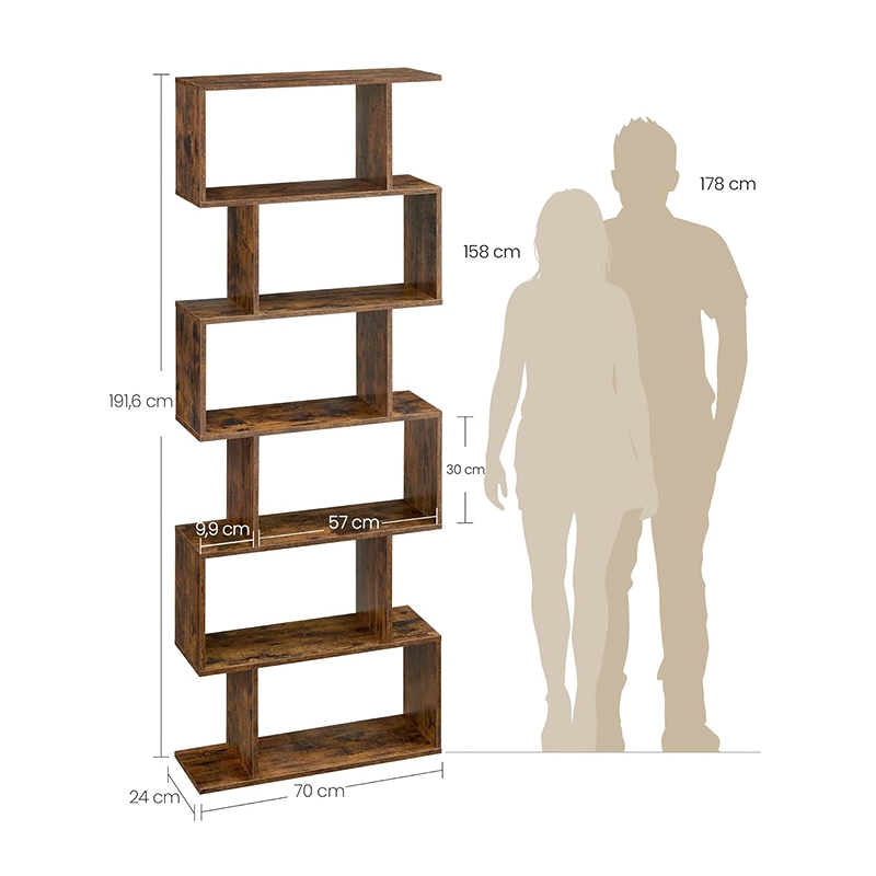 5-Tier Bookcase Tall Display Shelf Freestanding Storage Shelf Bookshelf for Home Office Living Room Bedroom Study