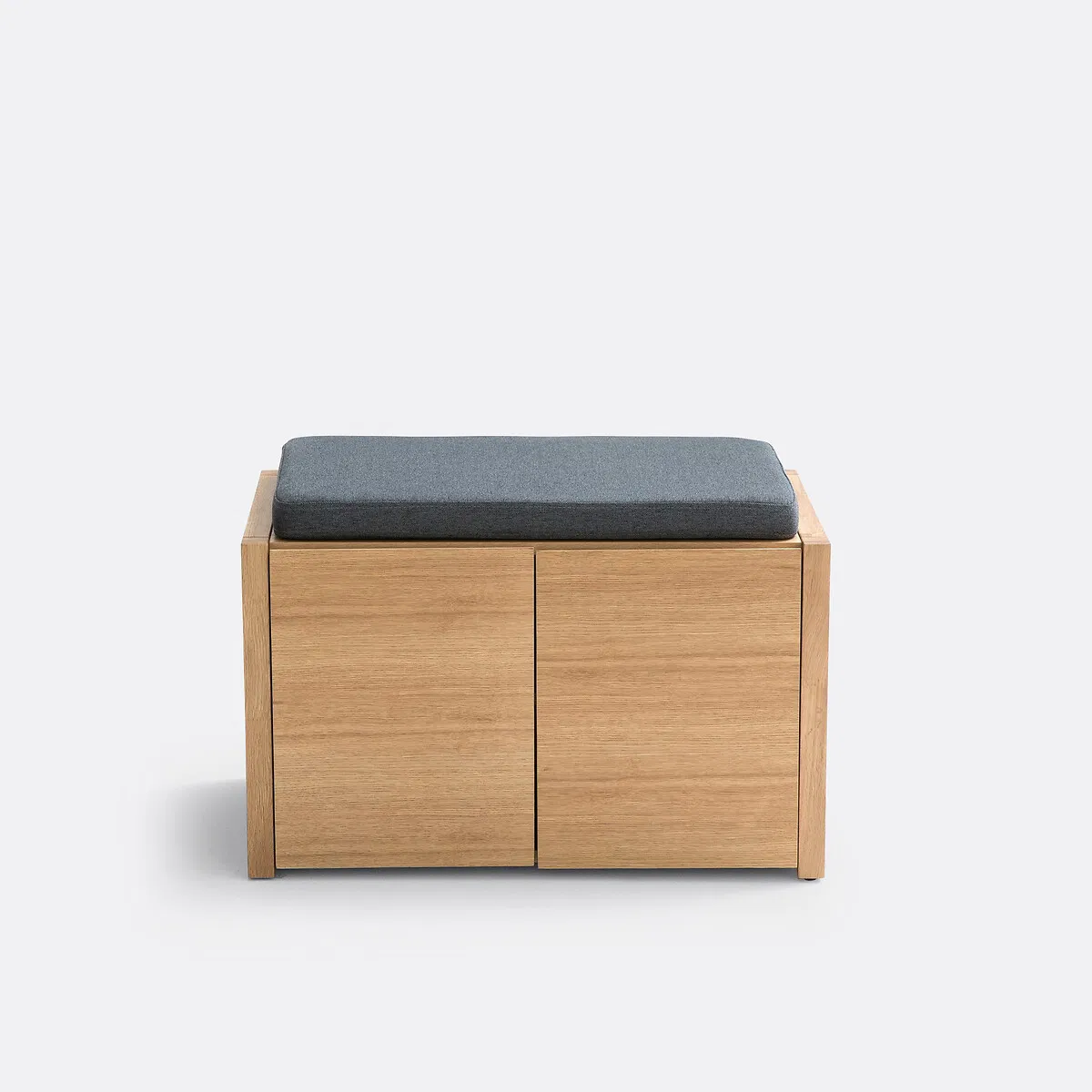 Wooden Entryway Storage Shoe Bench with Cushioned Seat and Double Doors
