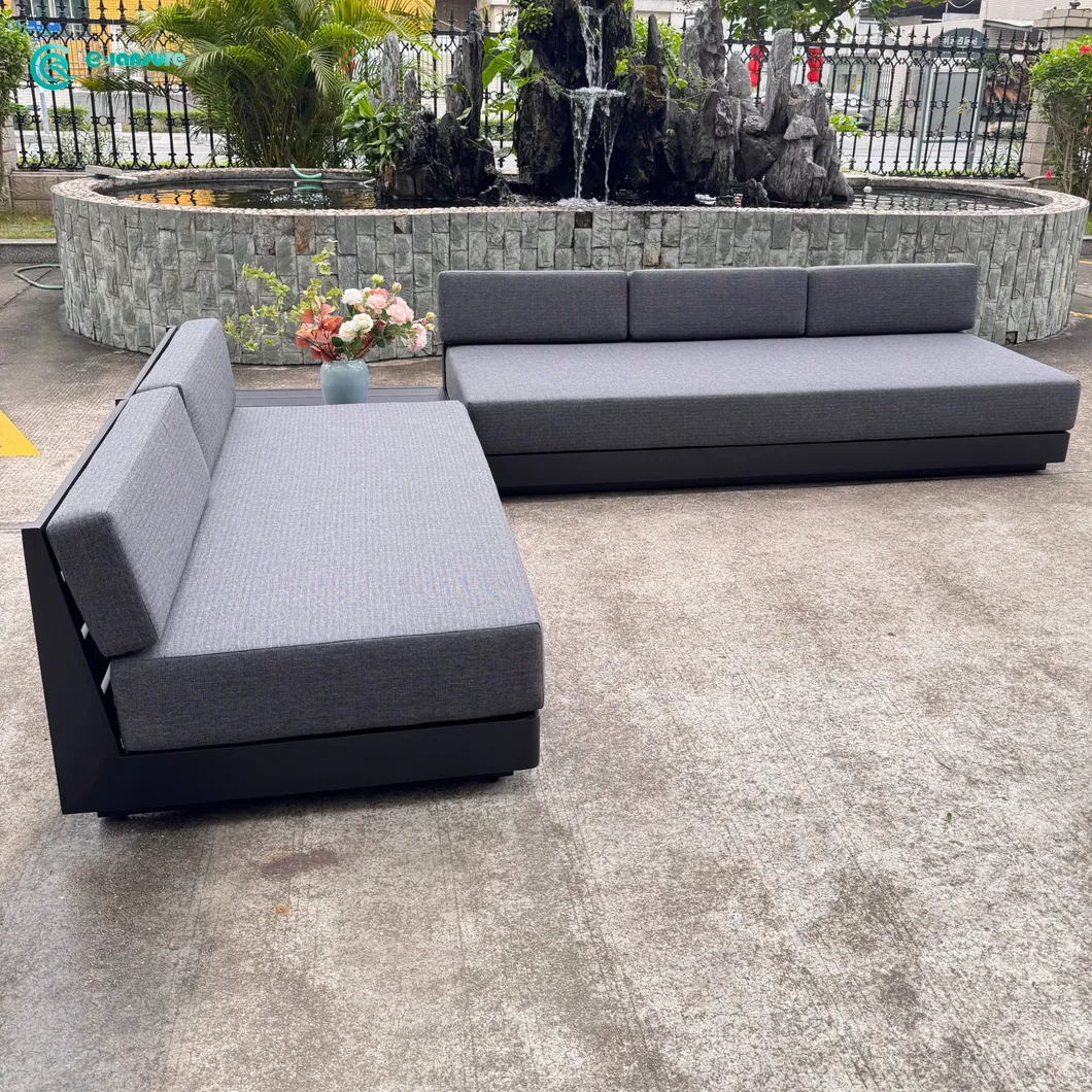 Contemporary Outdoor Furniture Aluminum Frame Sectional Sofa Set with All Weather Cushion Patio Garden Seating for Hotel Resort