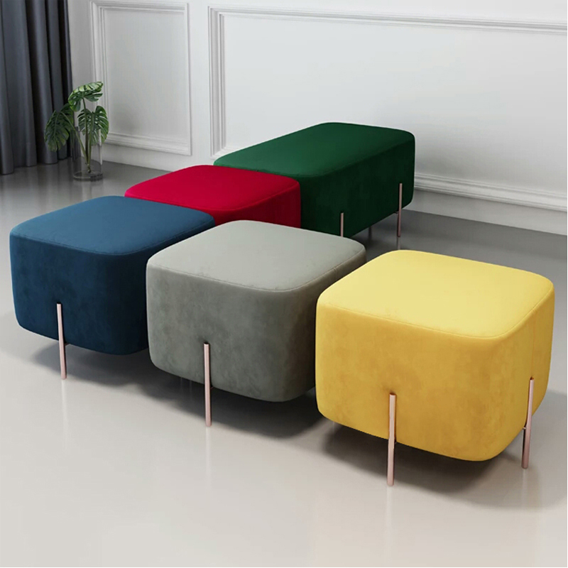 Gold Velvet Metal Base Footstool Ottoman Wooden Square Seating Foldable Storage Outdoor Dining Bathroom Bedroom School Hotel Use