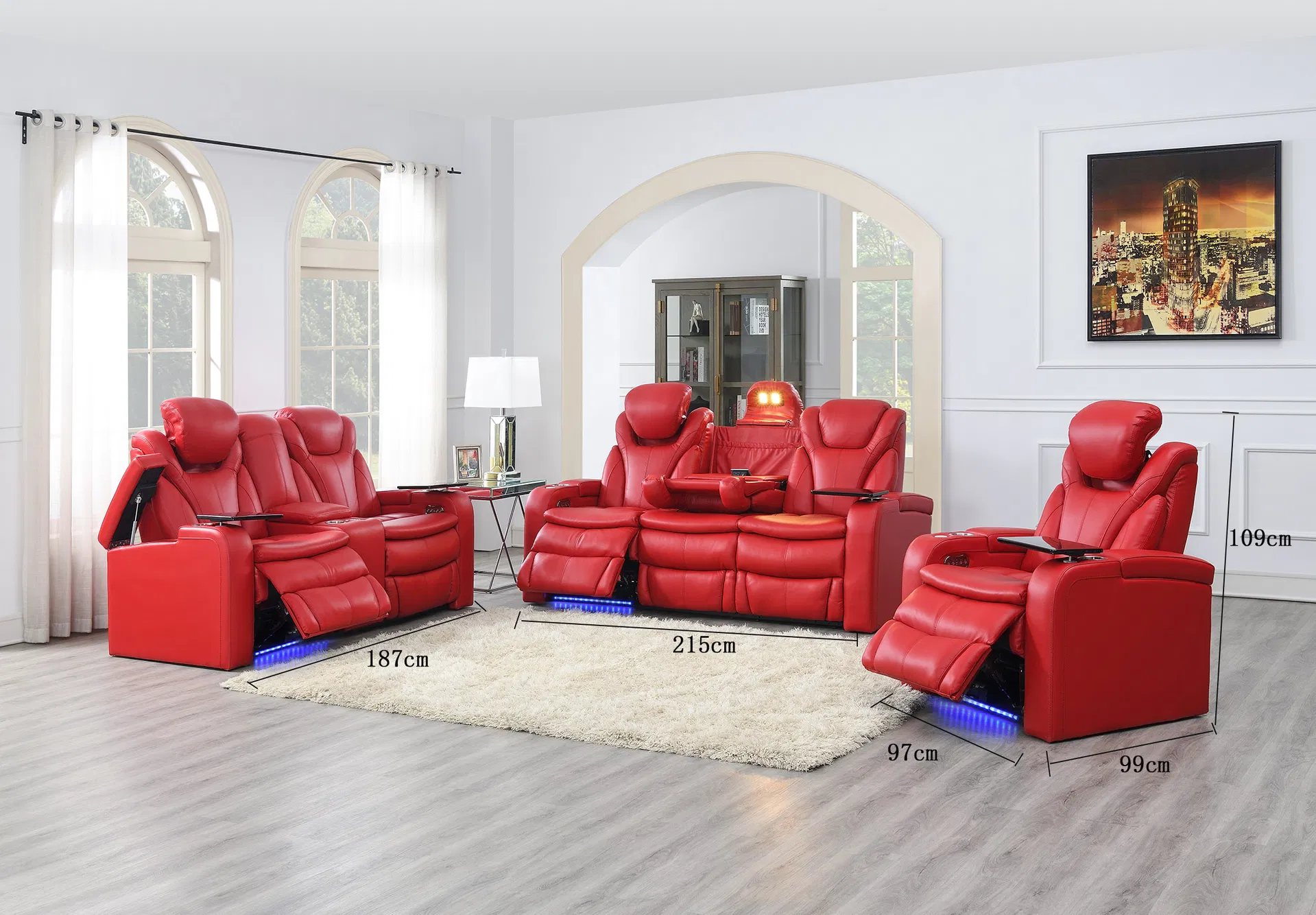 Luxury Electric Power Recliner Sofa Set for Modern Living Rooms